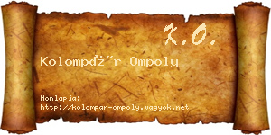 Kolompár Ompoly névjegykártya